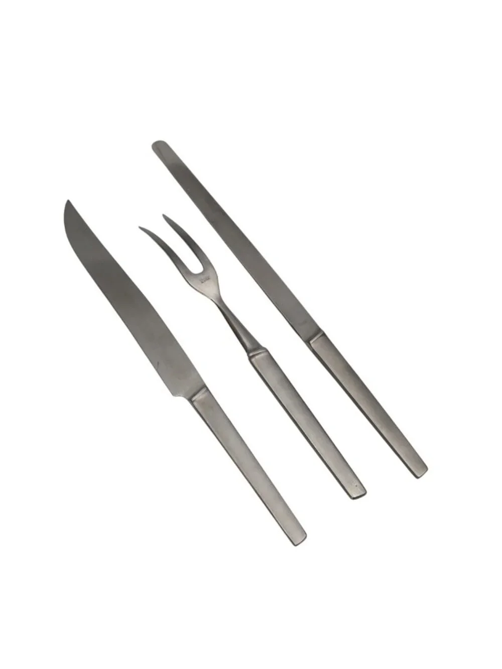 Vintage Arthur Salm Austria 3pc Carving Set MCM Danish Modern Stainless Leather
